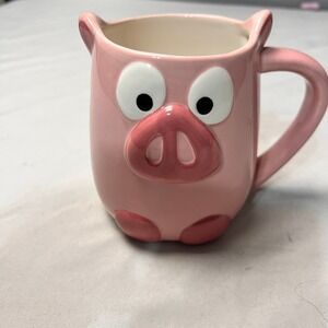 Tag Pink Pig Ceramic Coffee Mug 3D Snout Curly Tail Novelty Farm Animal Cup